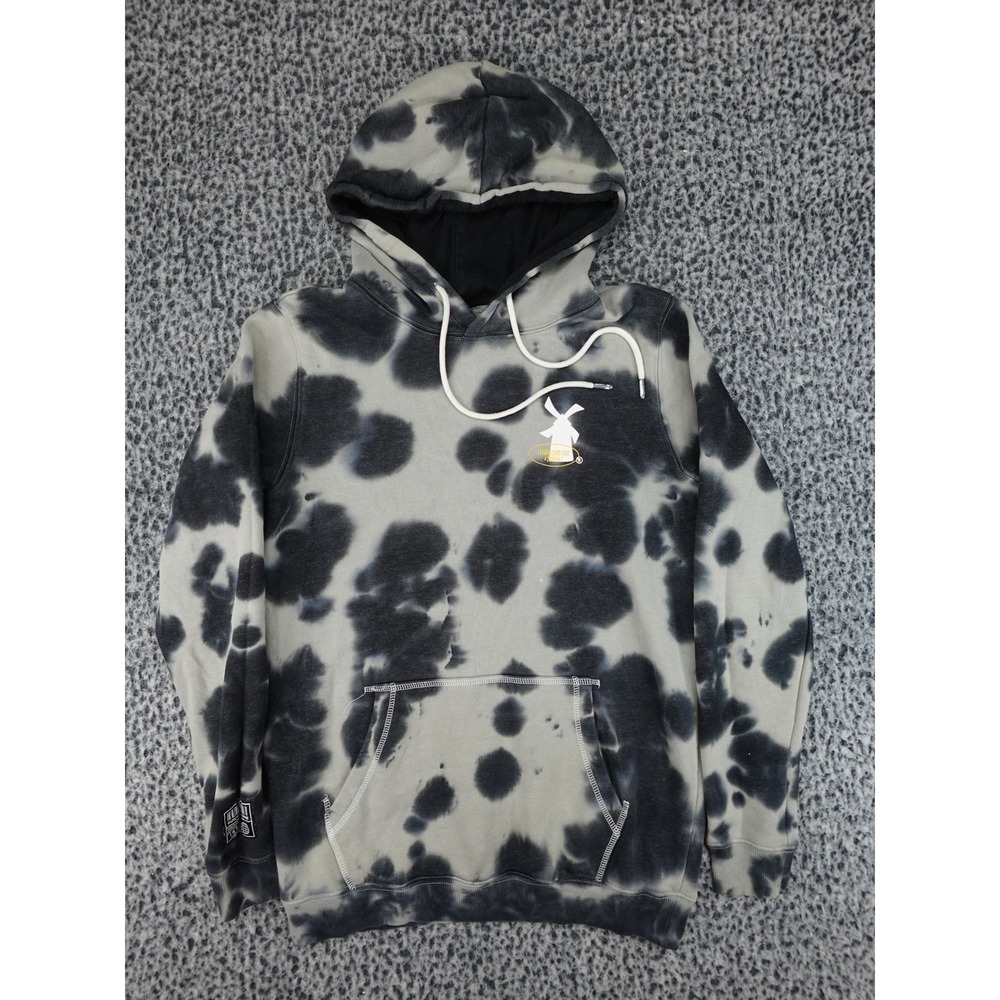 Dutch Bros Coffee Hoodie Mens Small Black Grey Tie Dye Graphic Windmill Logo